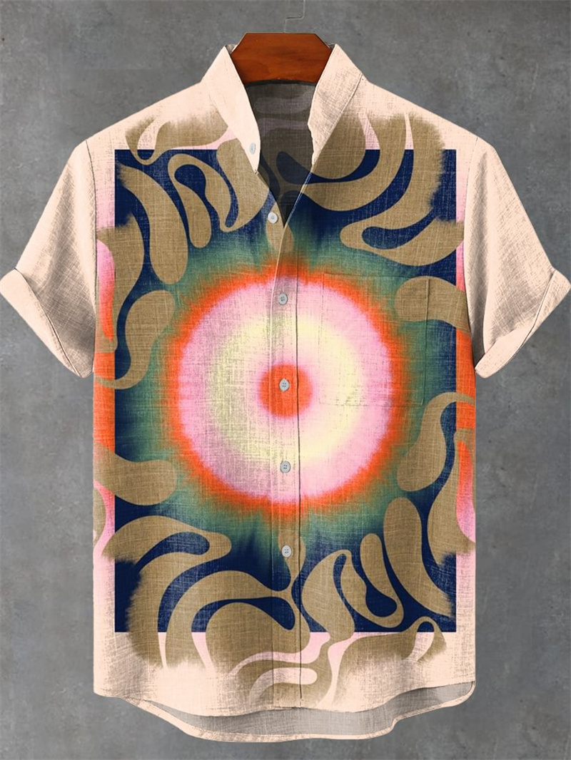 Vintage Collectible Shop - Camisa de linho de manga curta