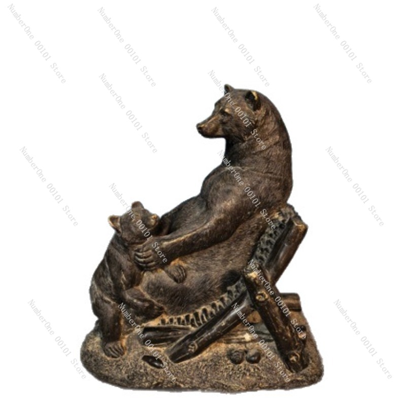 Vintage Collectible Bears - Ornamento de Urso em Bronze Antigo,