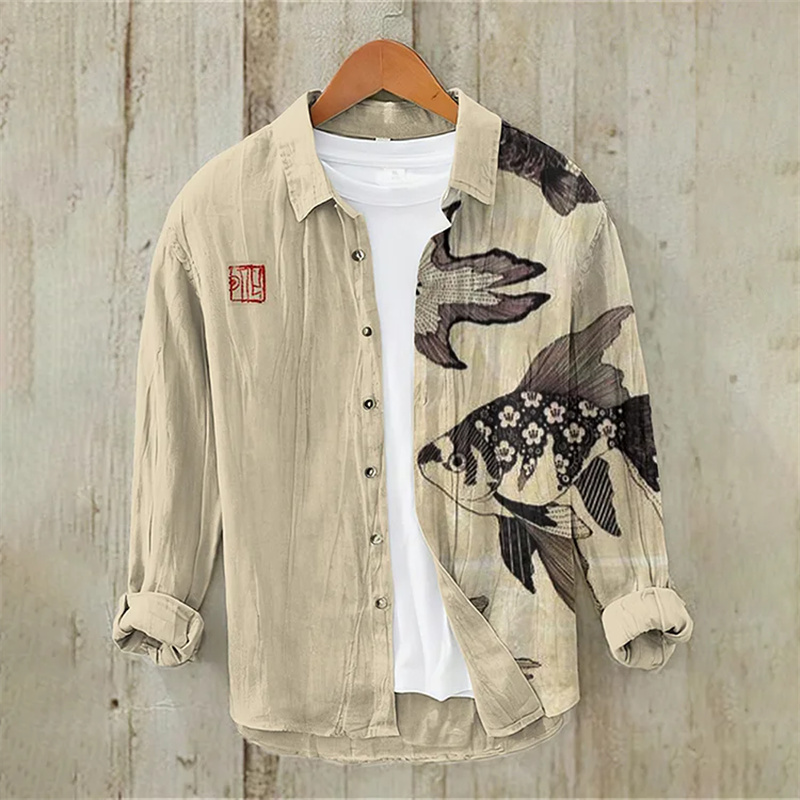 Camisa masculina de linho com  - Vintage Collectible Shop avaliação e preço